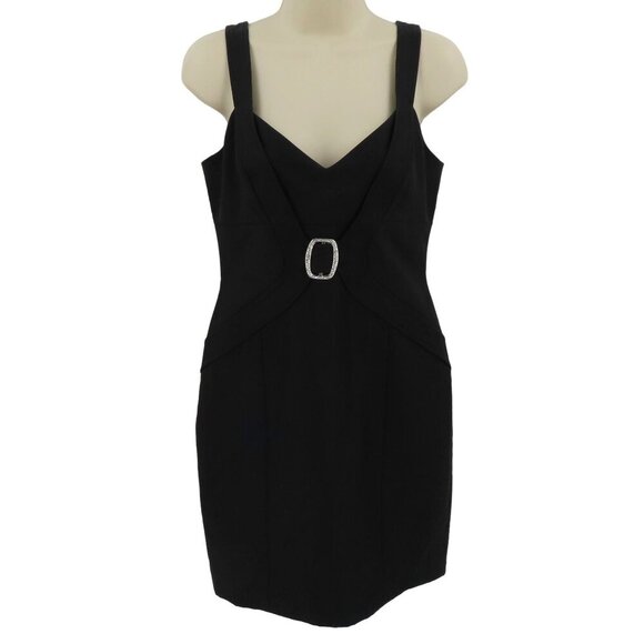 David Meister Dresses & Skirts - David Meister Womens 2 Black V Neck Sleeveless Sheath Cocktail Dress Rhinestone
